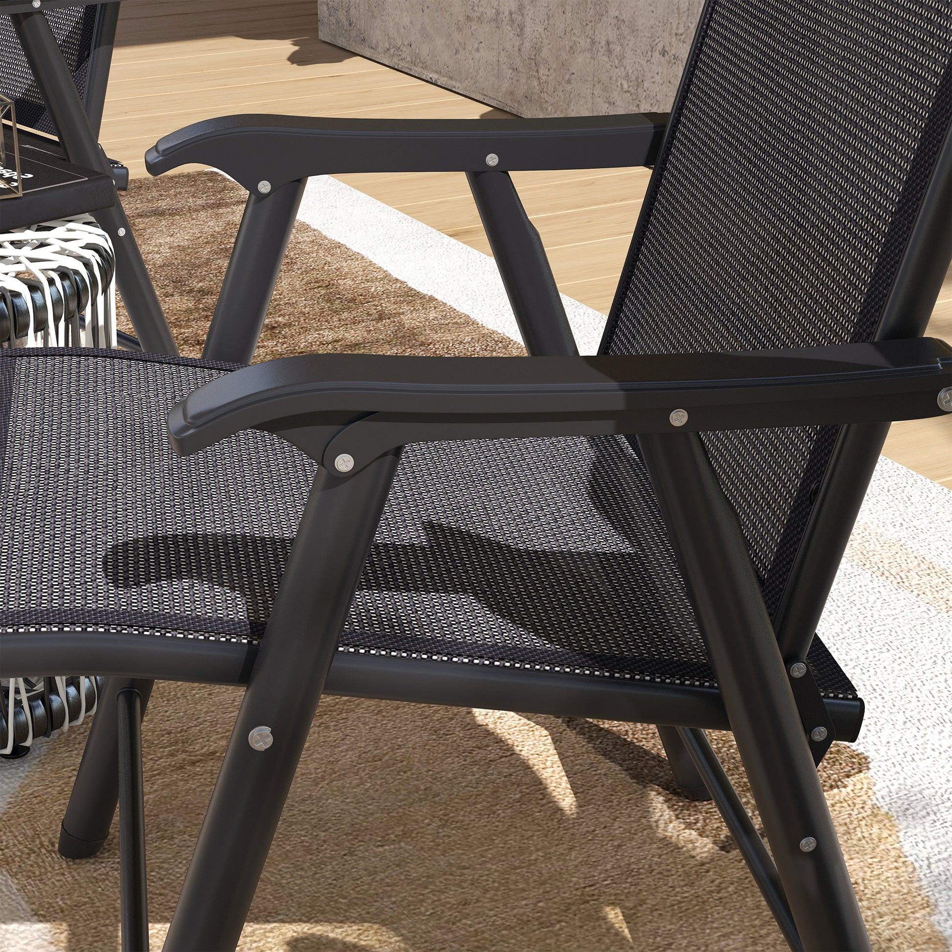 Outsunny Set of Two Folding Garden Chairs - Dark Grey