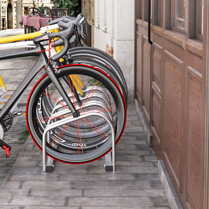 HOMCOM 4-Bike Floor Bike Stand Silver