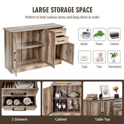 Multifunctional Kitchen Buffet Cabinet with 2 Drawers and 3 Doors