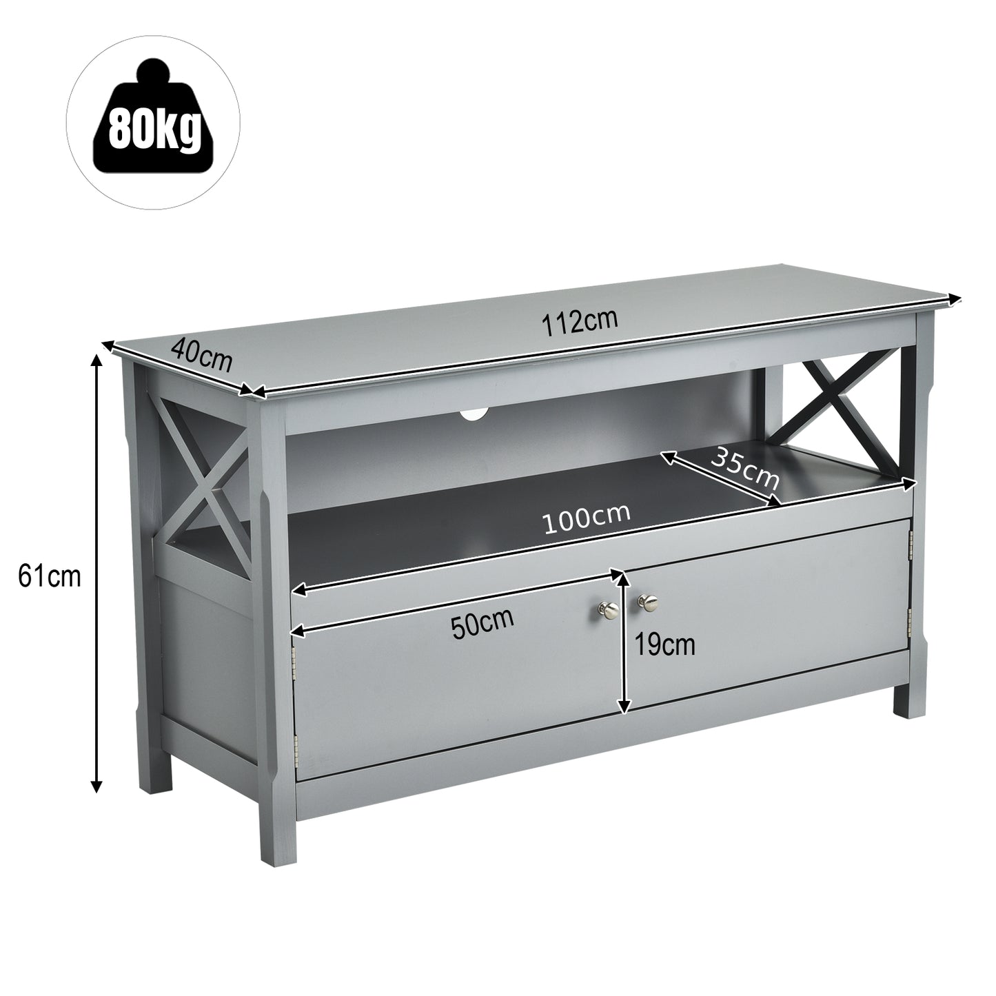 Wooden TV Stand for TVs up to 50 Inches-Grey