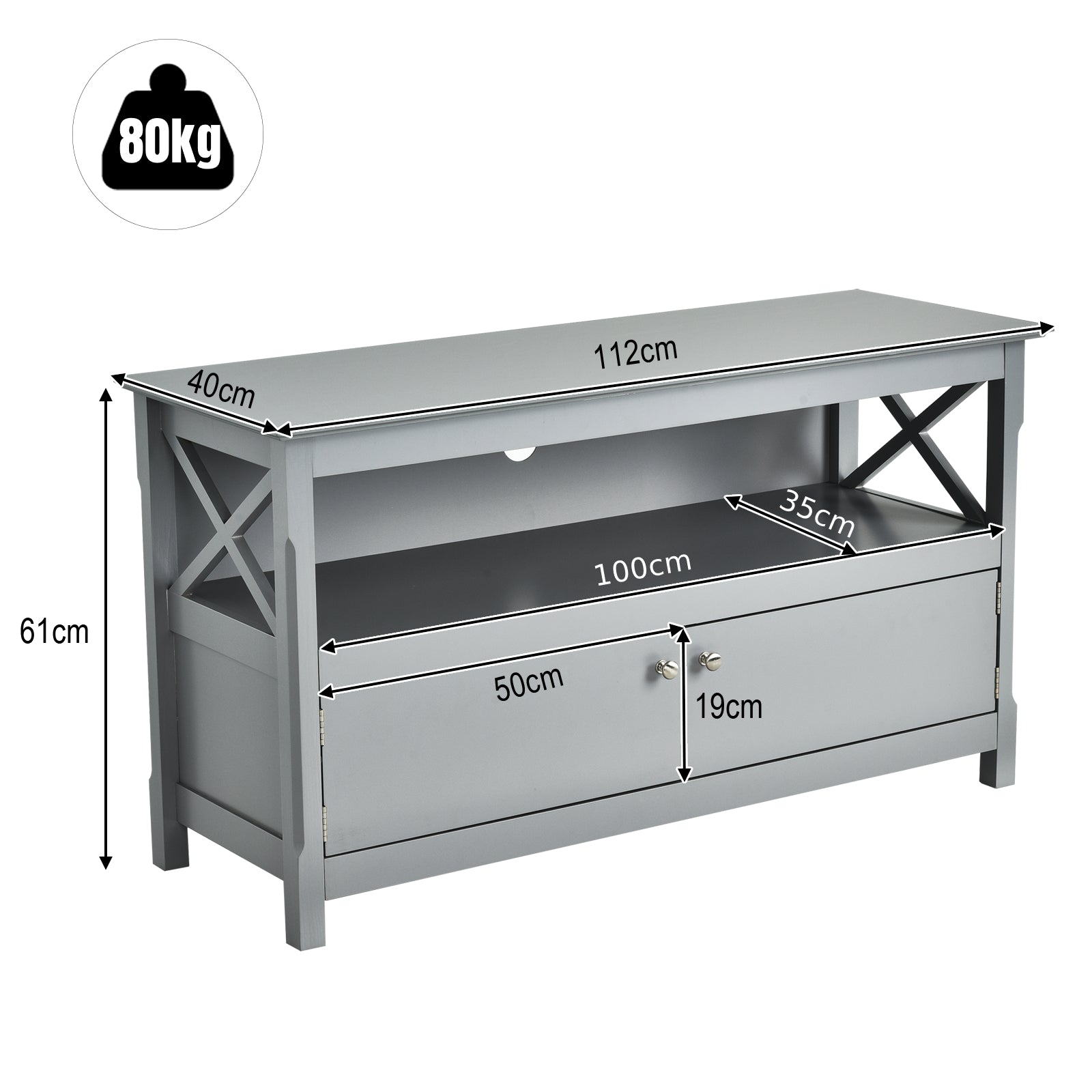 Wooden TV Stand for TVs up to 50 Inches-Grey