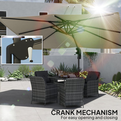 Outsunny 3.7 x 2.7 m Cantilever Parasol w/ 360° Rotation and Easy Tilt Adjustment, Aluminium Hanging Offset Outdoor Umbrella w/ Double Top and Cross Base, UPF50+ Hanging Sun Shade, Black