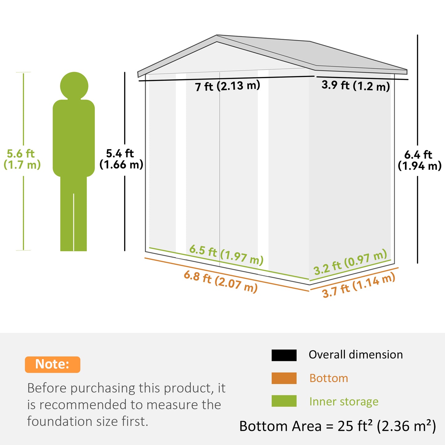 Outsunny 7 x 4ft Garden Shed, Easy to Assemble, Upgraded Galvanised Steel Frame with Foundation Kit, Double Doors with Lock, Outdoor Metal Shed with Vents and Gloves, Garden Storage Shed, Dark Grey