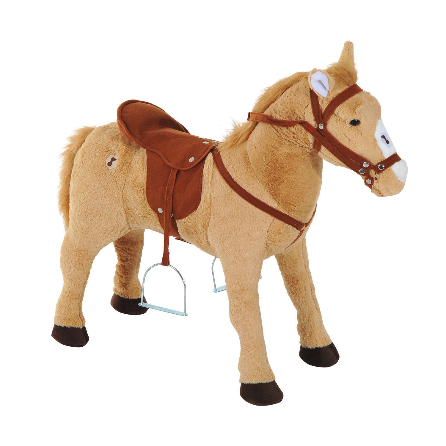 HOMCOM Childrens Plush Rocking Pony W/Sound-Beige