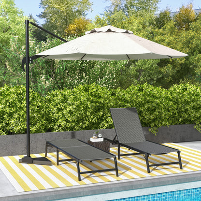 Outsunny Foldable Outdoor PE Rattan Sun Lounger Set of 2, Patio Wicker Recliners Lounge Chair w/ 5-Level Adjustable Backrest, for Poolside, Garden, Grey