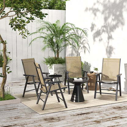 Outsunny Set of Four Folding Garden Chairs - Light Brown
