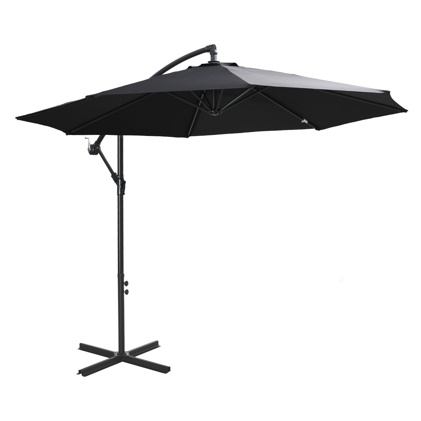 Outsunny 2.45m Overhanging Cantilever Parasol, Heavy Duty Waterproof Garden Umbrella with Cross Base, Black