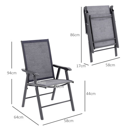 Outsunny Set of Four Folding Garden Chairs - Charcoal Grey