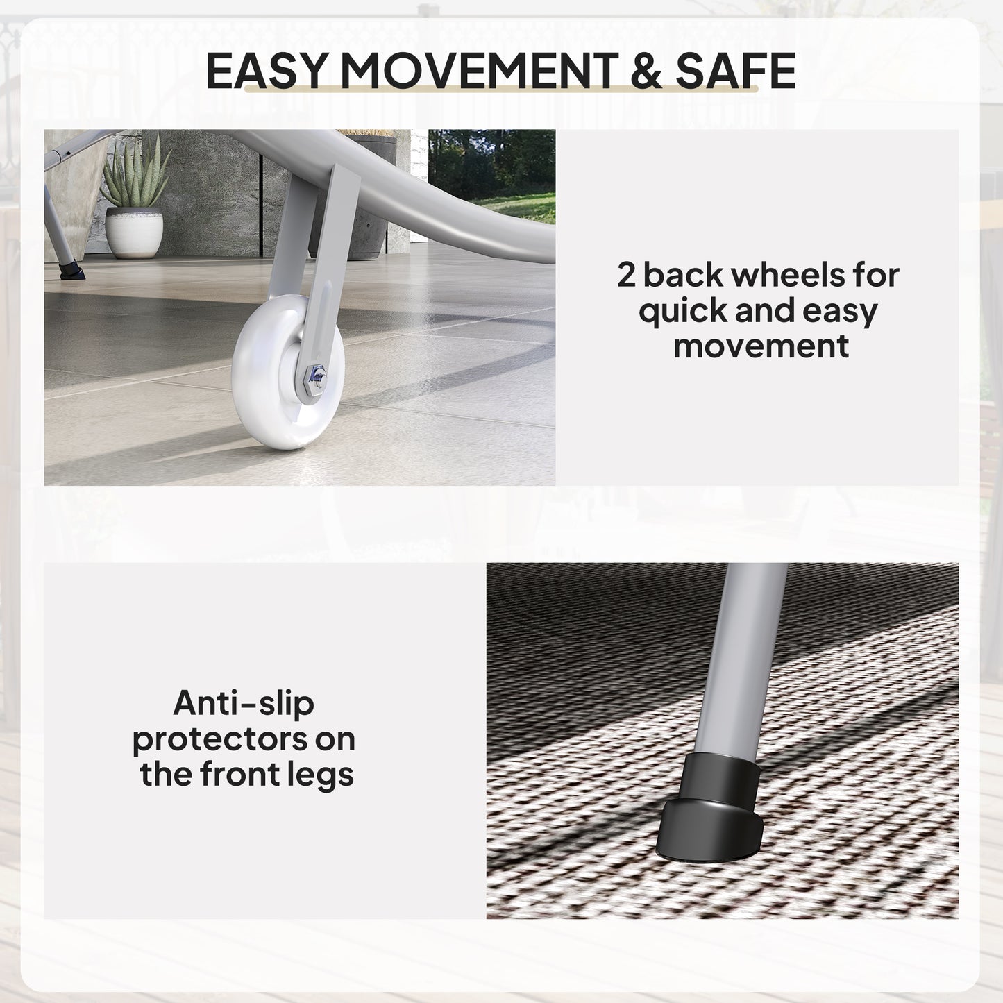 Outsunny Double Outdoor Bed, with Canopy - Light Grey