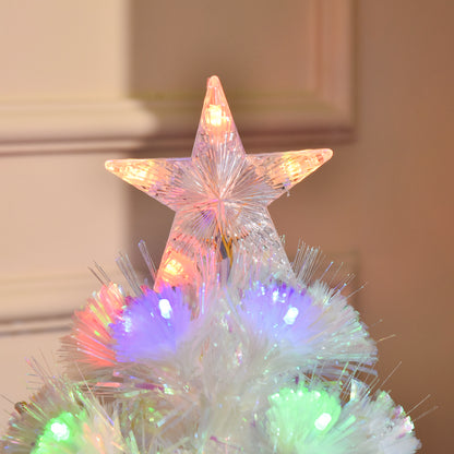 HOMCOM 3 Feet Prelit Artificial Christmas Tree with Fiber Optic LED Light, Holiday Home Xmas Decoration, White