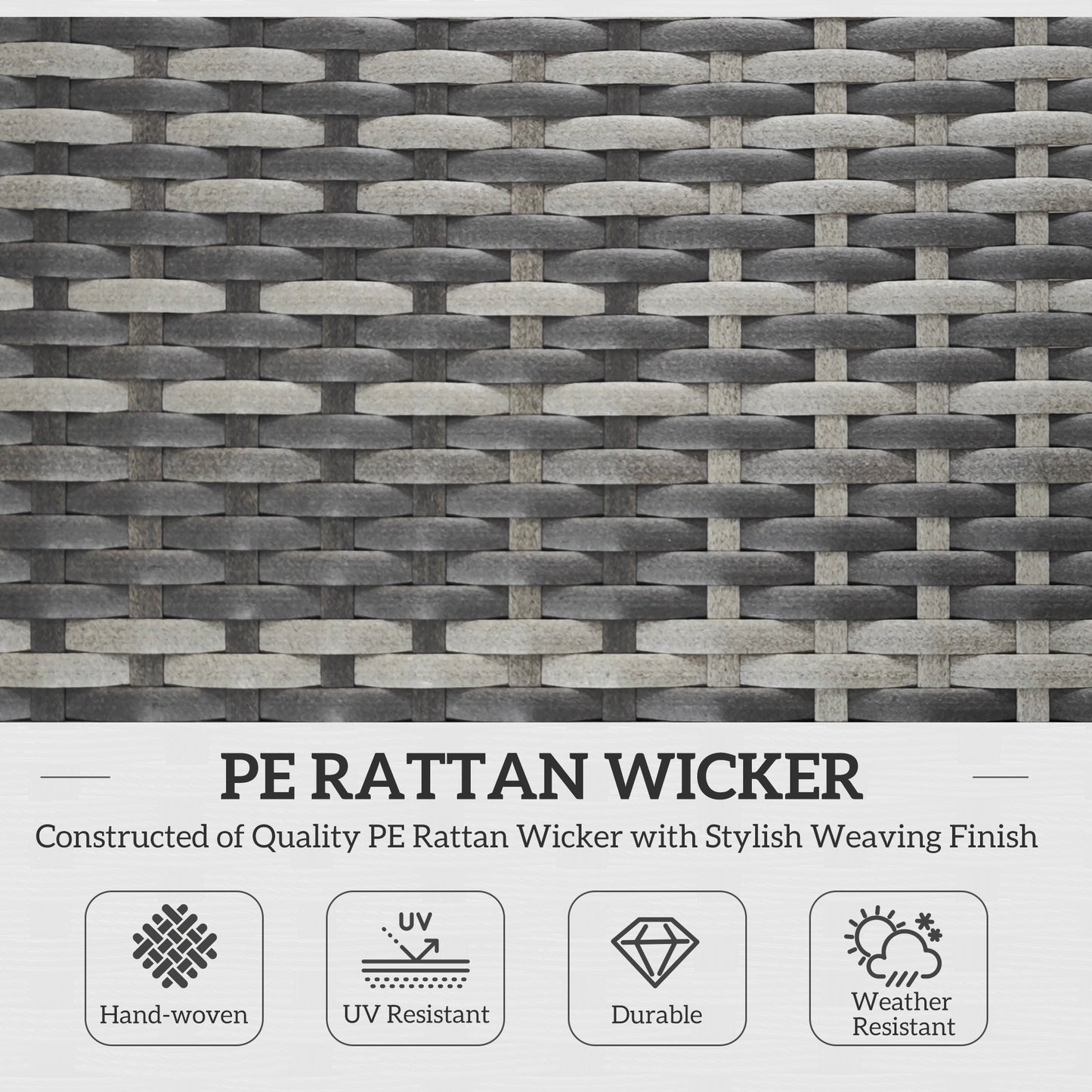 Outsunny Rattan Folding Sun Lounger Outdoor Chair with Cushion and Pillow Mixed Grey