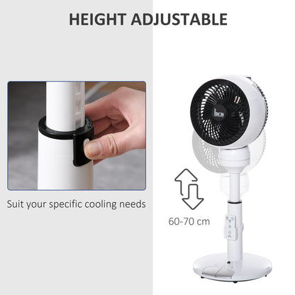 HOMCOM 28'' Air Circulator Fan 3 Speed 3 Mode, 70° Oscillation 90° Vertical Tilt, Height Adjustable, Remote Controller for Living Room, Black & White