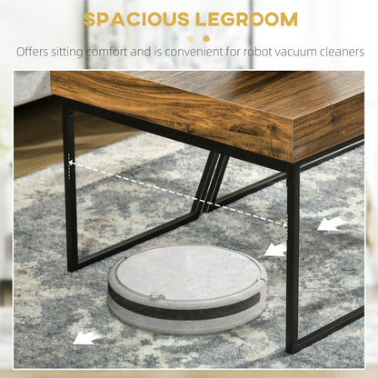 HOMCOM Coffee Table Set of 2, Geometric Coffee Table with Spacious Legroom, Steel Frame and Thick Tabletop, Industrial Coffee Tables