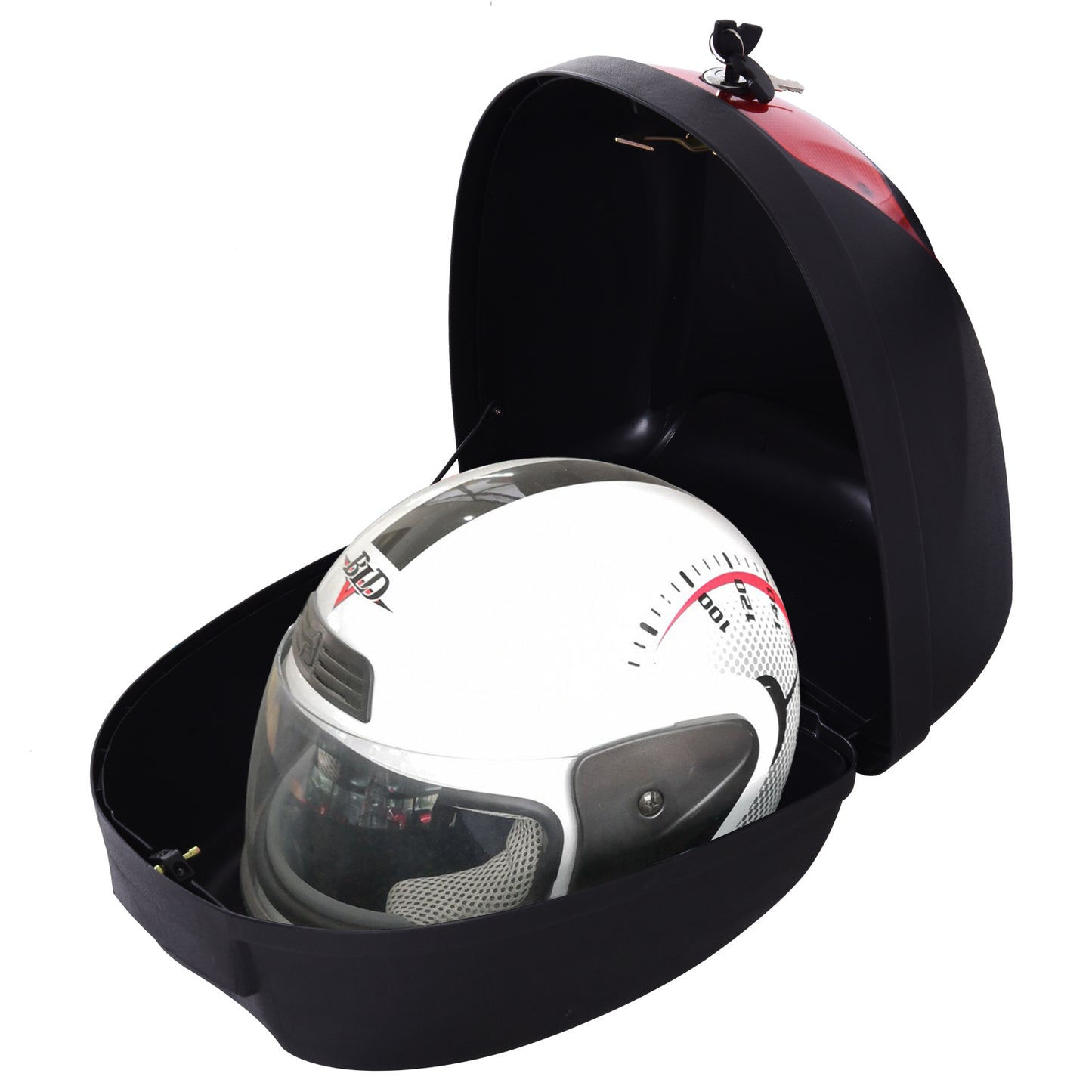 HOMCOM 28L Motorcycle Tail box Helmet Top Case Motorbike Luggage Storage Trunk Carrier Mount Rack w/ 2 Keys