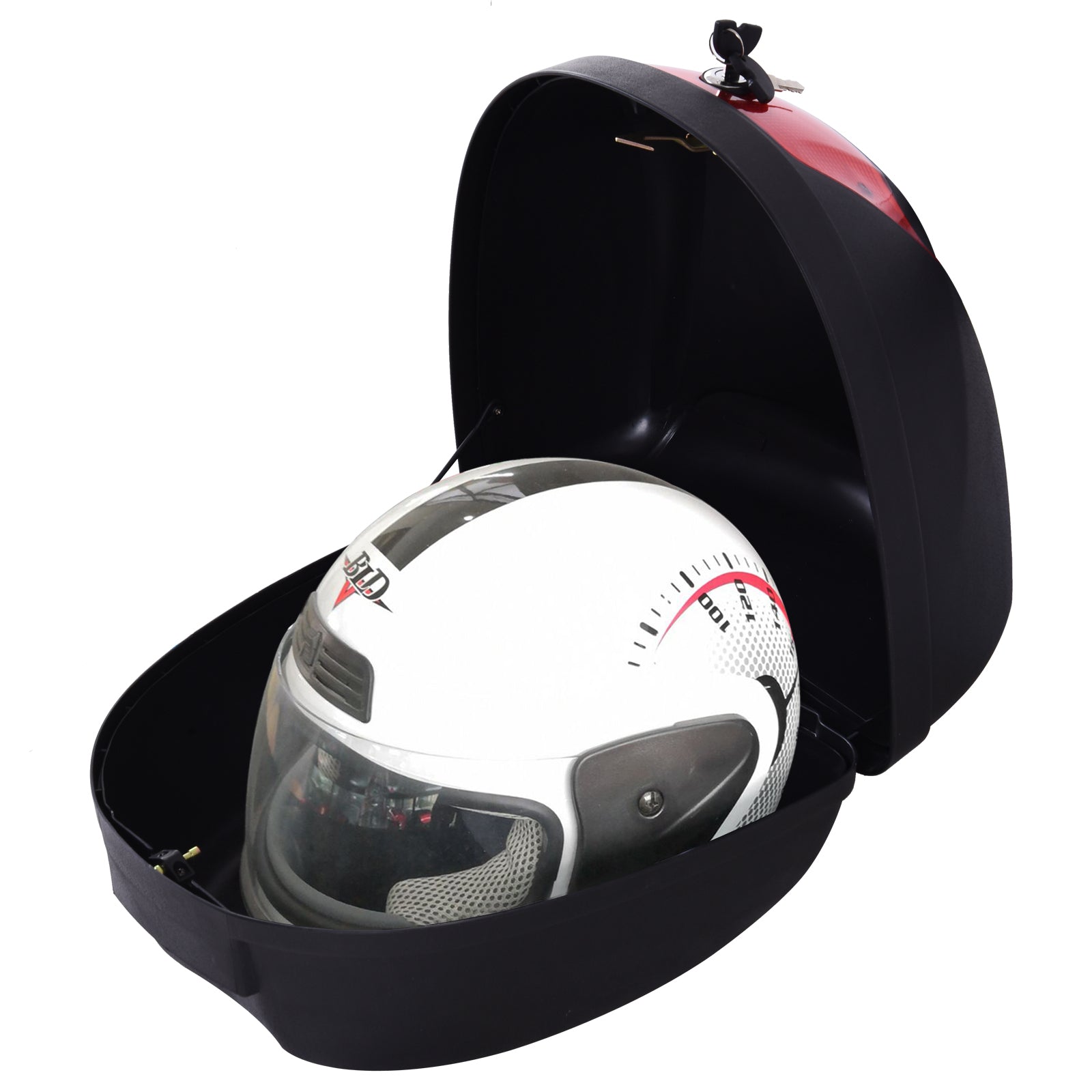 HOMCOM 28L Motorcycle Tail box Helmet Top Case Motorbike Luggage Storage Trunk Carrier Mount Rack w/ 2 Keys