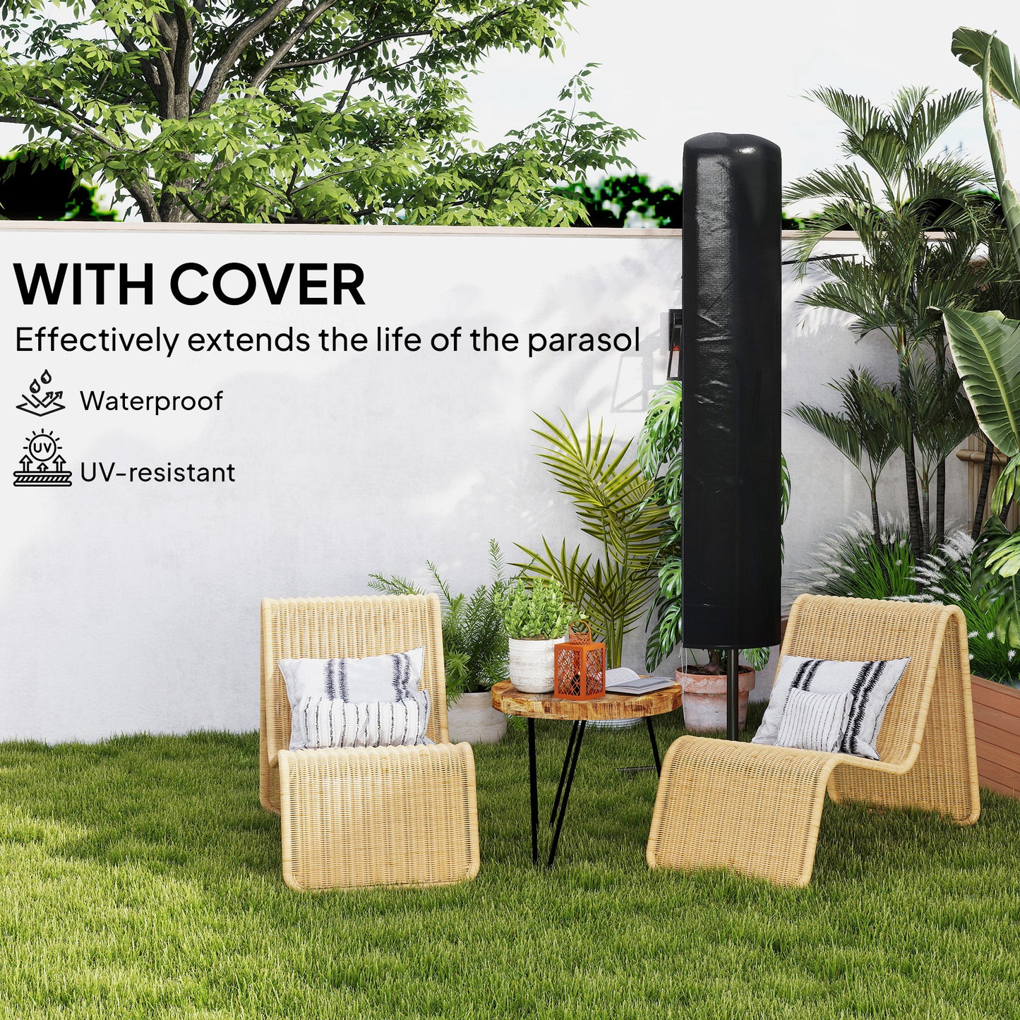 Outsunny 3(m) Solar LED Cantilever Parasol - Orange