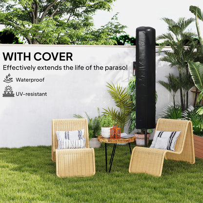 Outsunny 3(m) Solar LED Cantilever Parasol - Orange