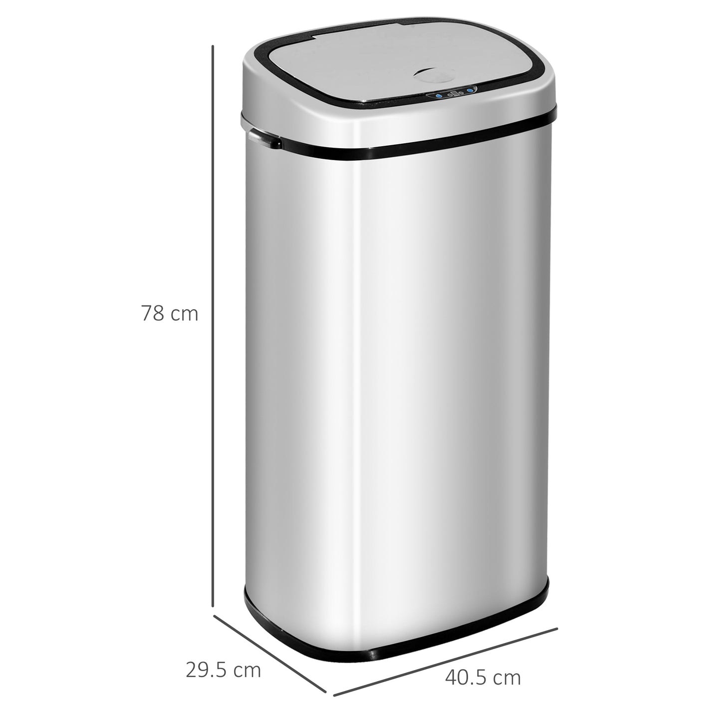 HOMCOM 68L Automatic Sensor Lid Steel Kitchen Bin Silver