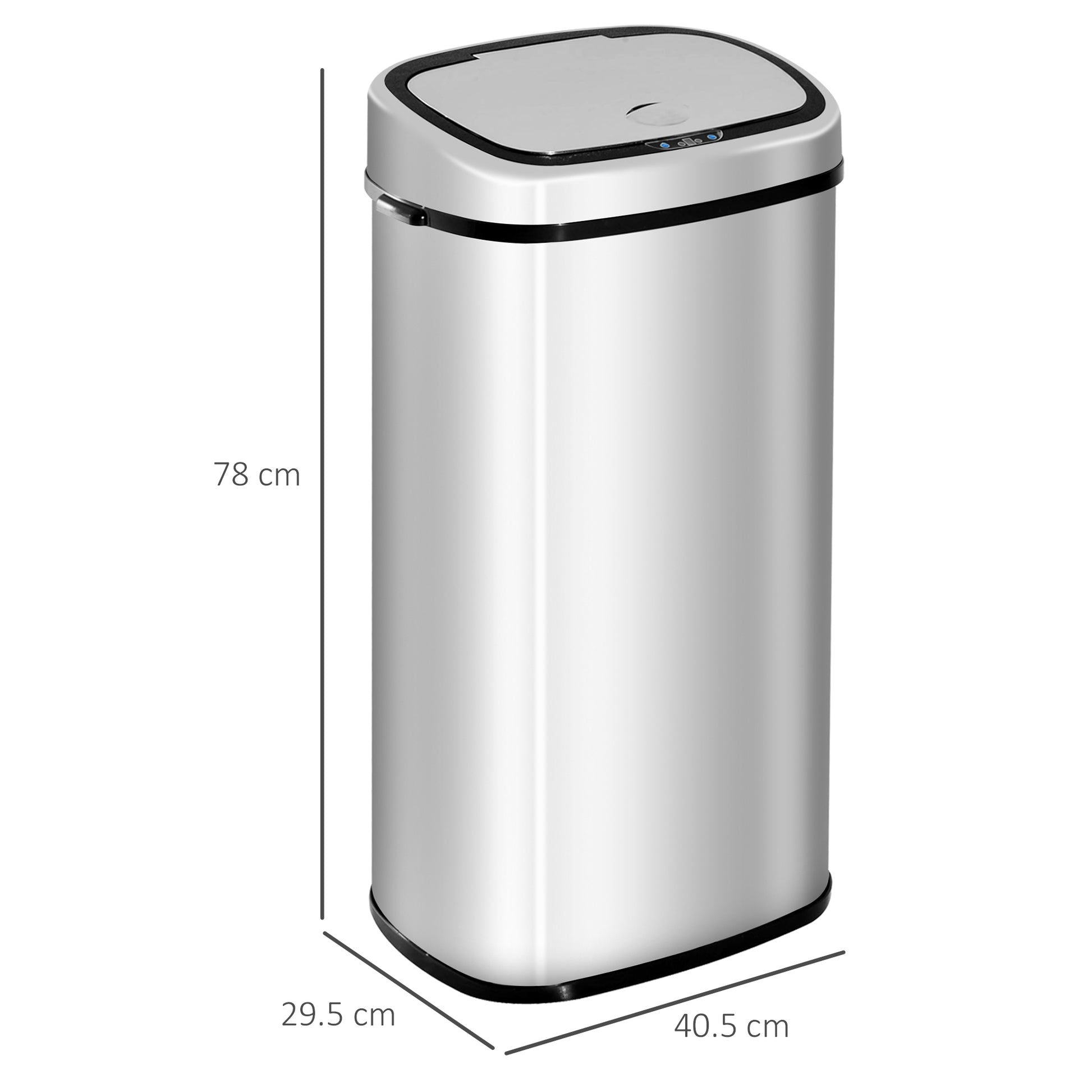 HOMCOM 68L Automatic Sensor Lid Steel Kitchen Bin Silver