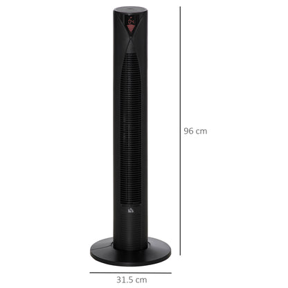 HOMCOM 38" Oscillating Tower Fan Remote Control 3 Speed Modes 12-Hour Timer Ultra Slim Cooling Machine Black - ?31.5 x H96cm