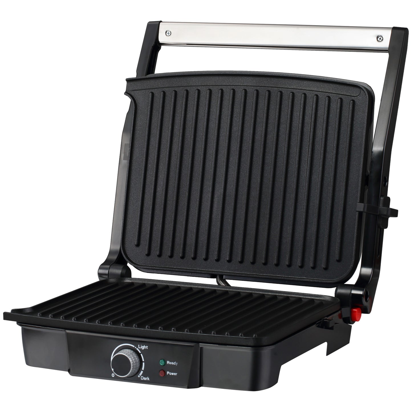 HOMCOM Health Grill & Panini Press, 4 Slice Toastie Machine, 2000W Electric Non-stick Grill with 180° Flat Open, Drip Tray and Adjustable Temperature