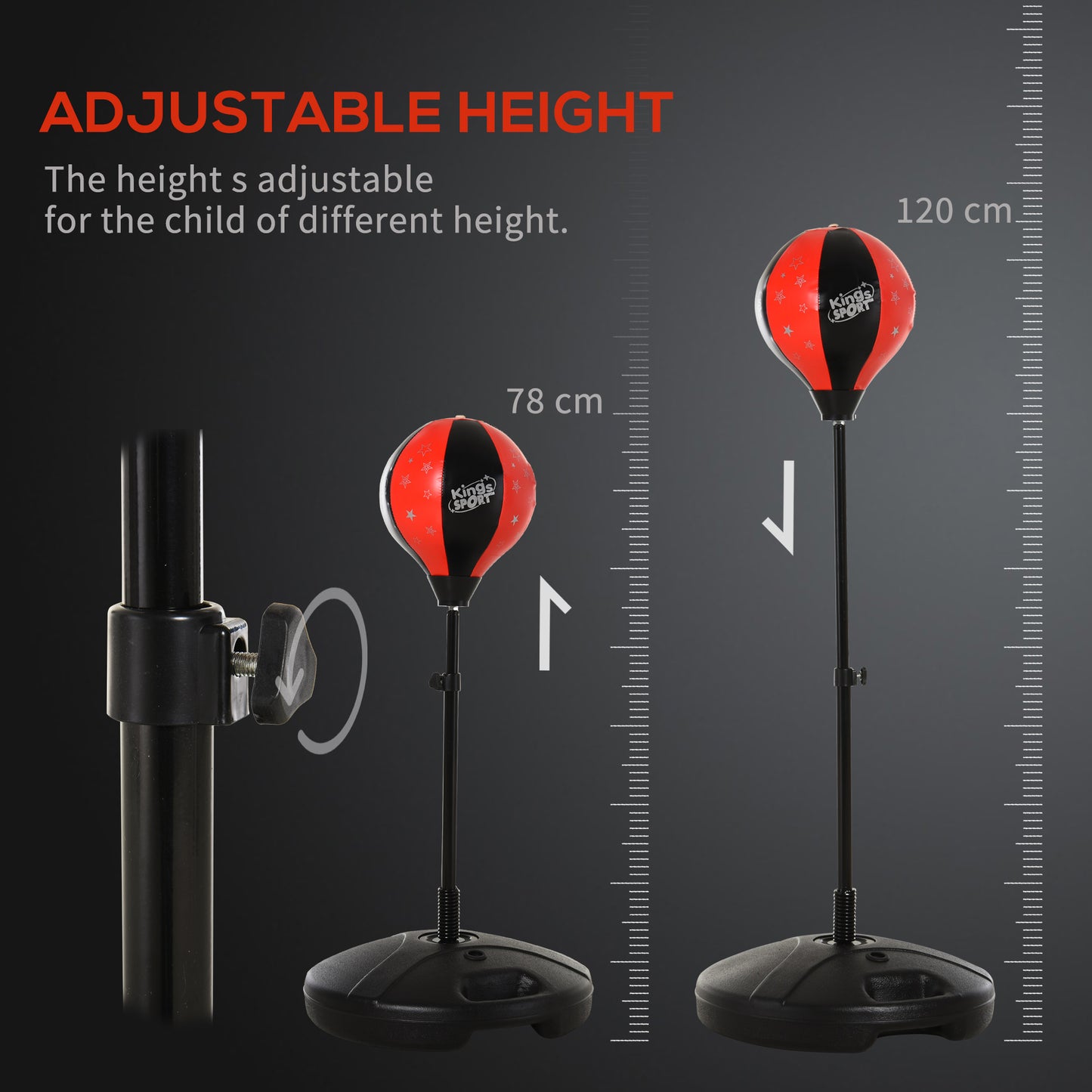 HOMCOM Boxing Punch Ball Set ?38x78-120cm Fighting Game 360 Degree Rebound Spring PP PVC Adjustable Teenager