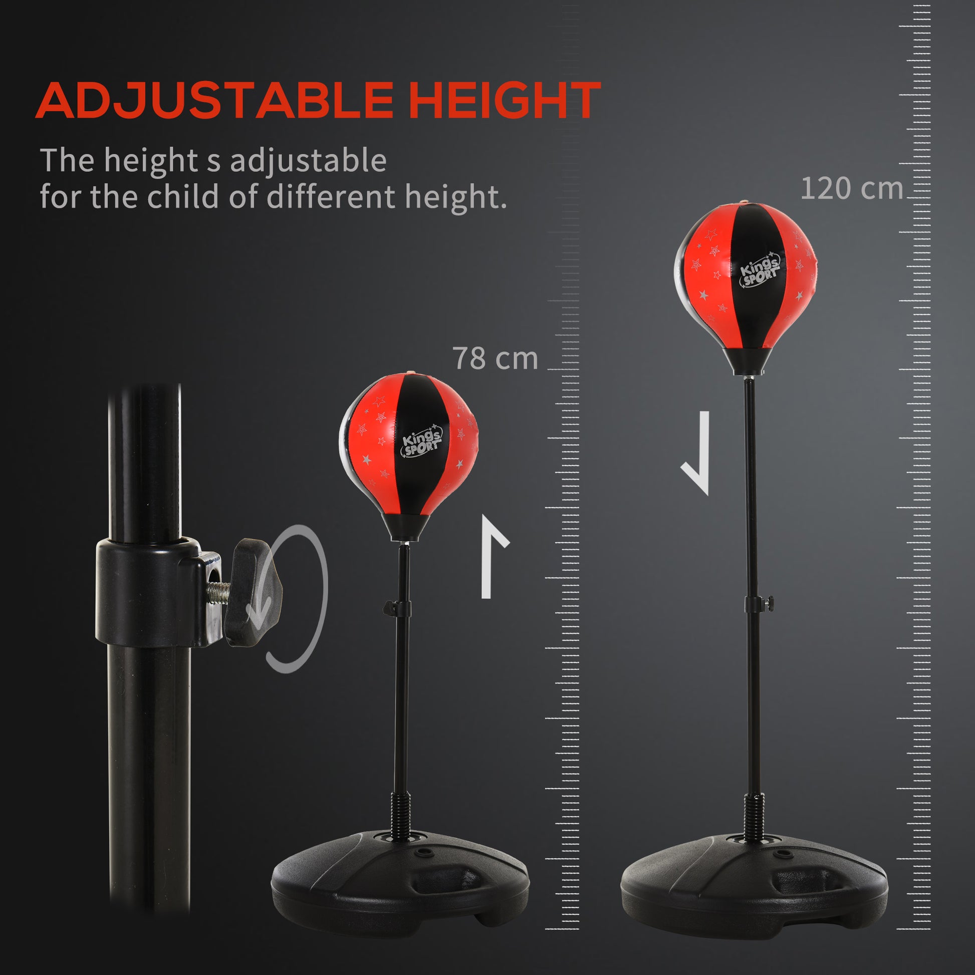 HOMCOM Boxing Punch Ball Set ?38x78-120cm Fighting Game 360 Degree Rebound Spring PP PVC Adjustable Teenager