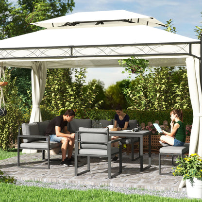 Outsunny Six Piece L Shaped Garden Furniture Set with 3 Loveseats - Grey