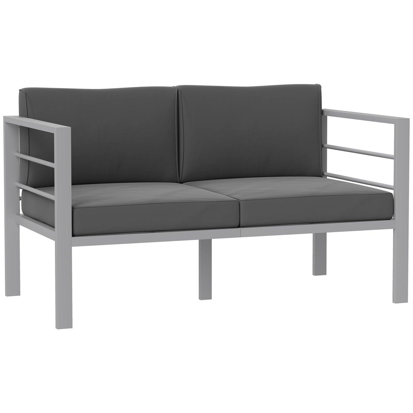 Outsunny Two-Seater Aluminium Garden Sofa - Grey