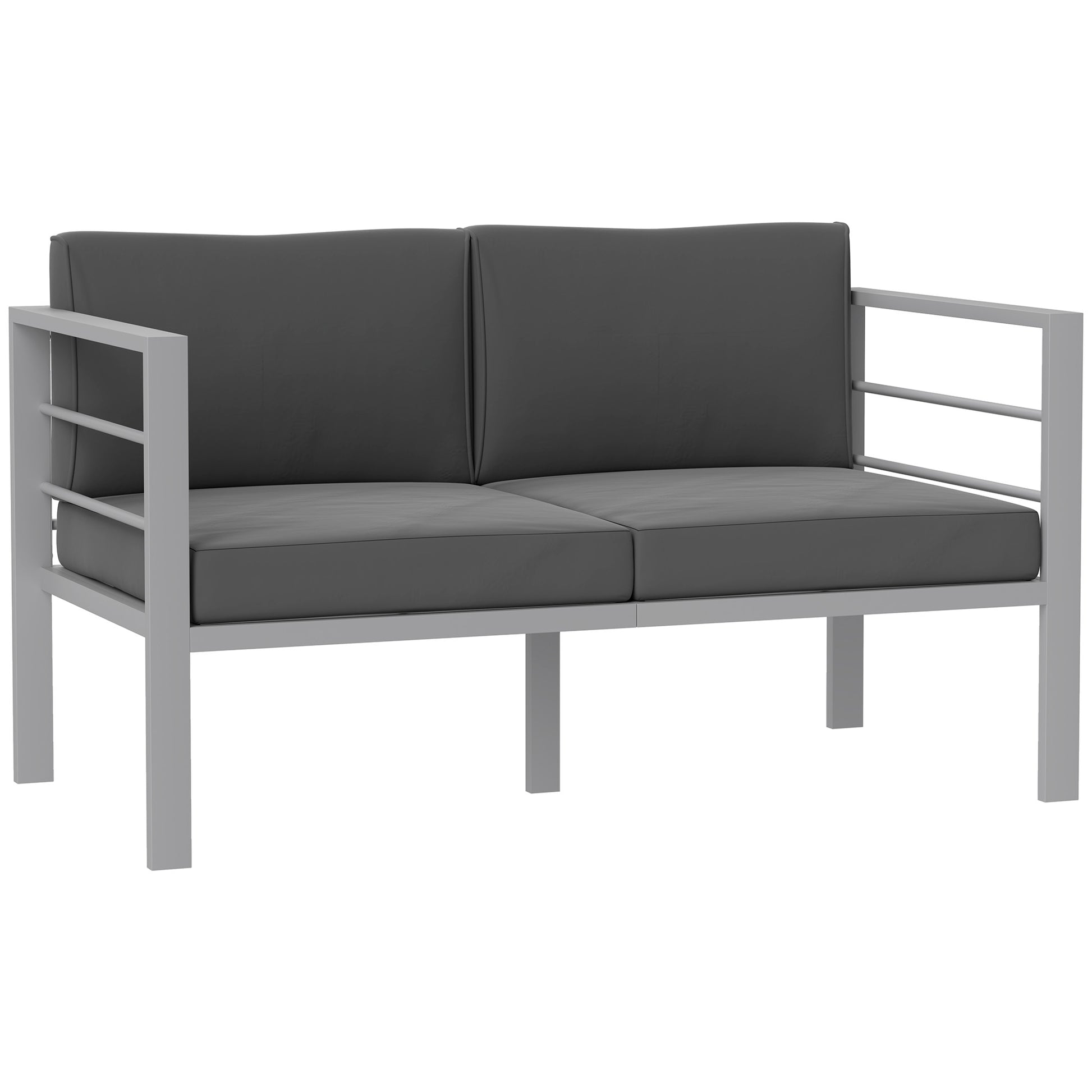 Outsunny Two-Seater Aluminium Garden Sofa - Grey
