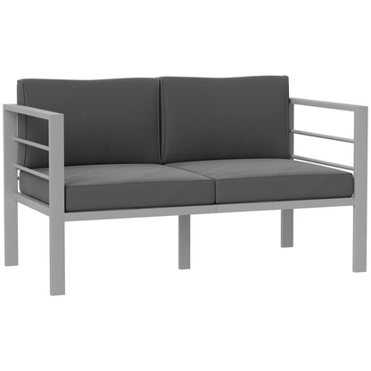 Outsunny Two-Seater Aluminium Garden Sofa - Grey