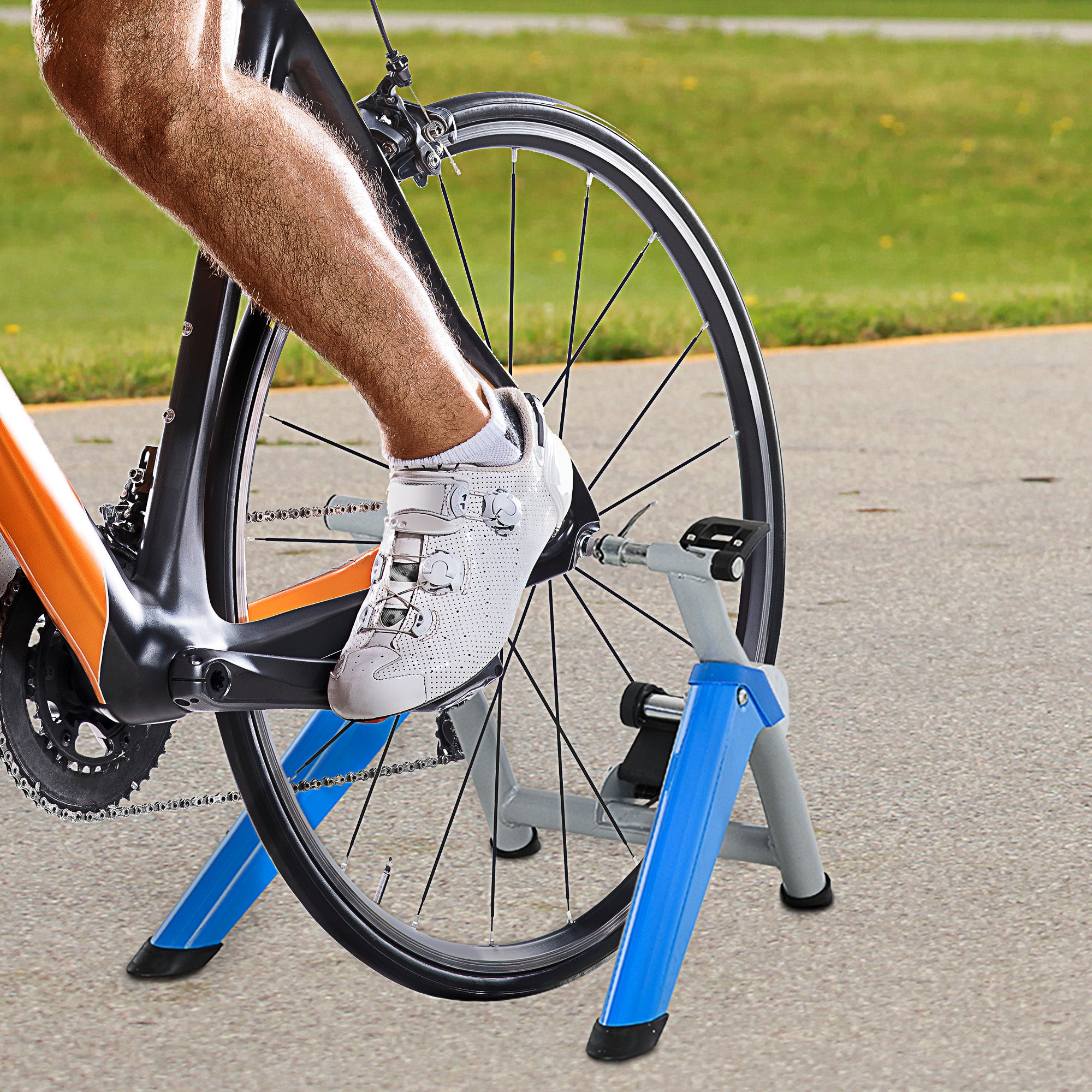 A Frame Cycling Rack HOMCOM Steel 8-Level Indoor Stationary Bike Trainer Frame Bike Rack Ex ...