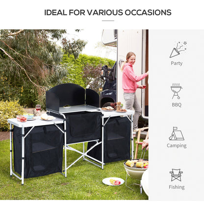 Outsunny Multi-Storage Portable Camping Kitchen, with Heat-Resistant Tabletops and Bag