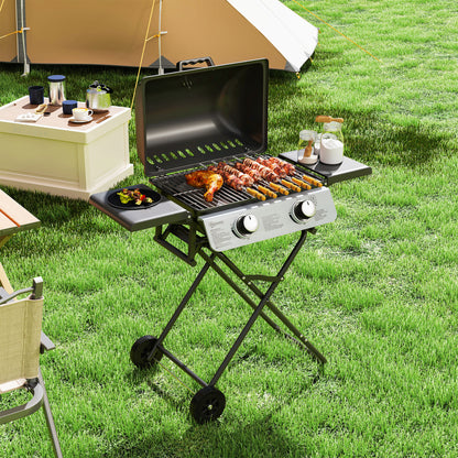 Outsunny Two-Burner Portable Suitcase BBQ - Black