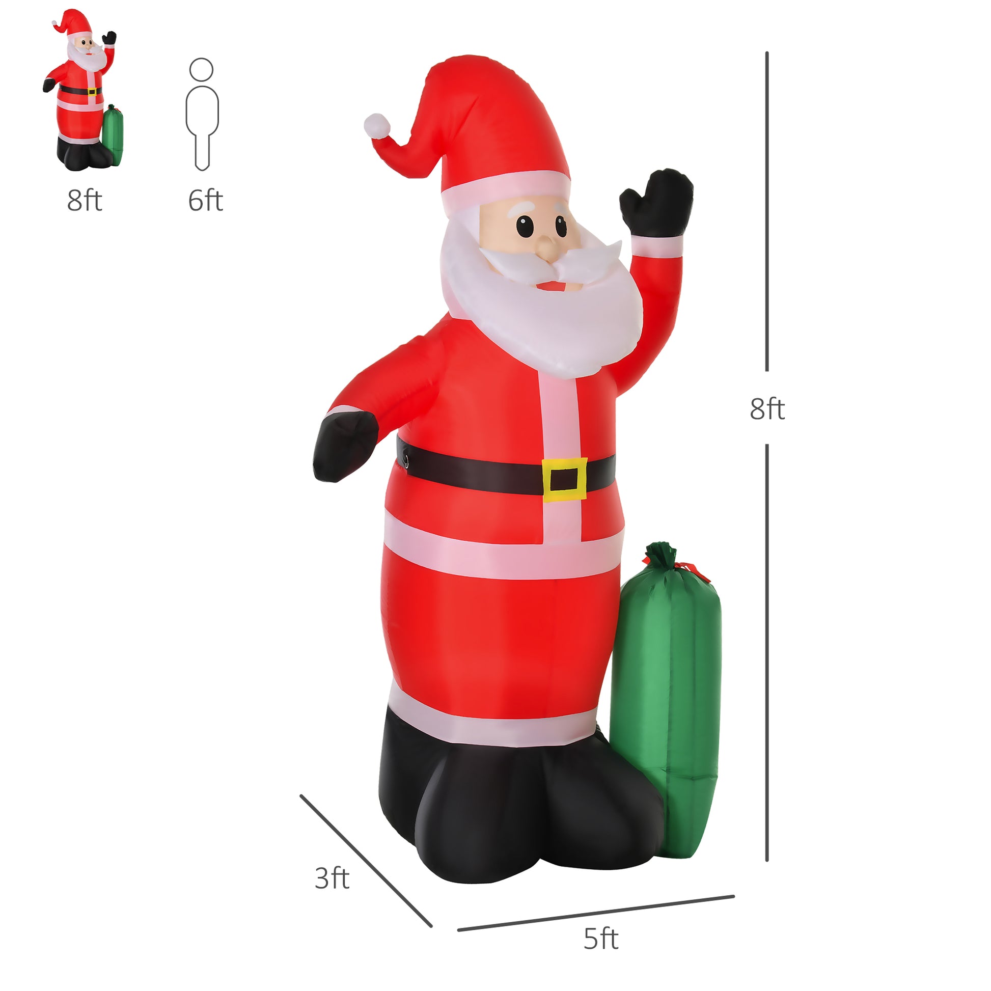 HOMCOM Inflatable 2.4m Santa Claus 