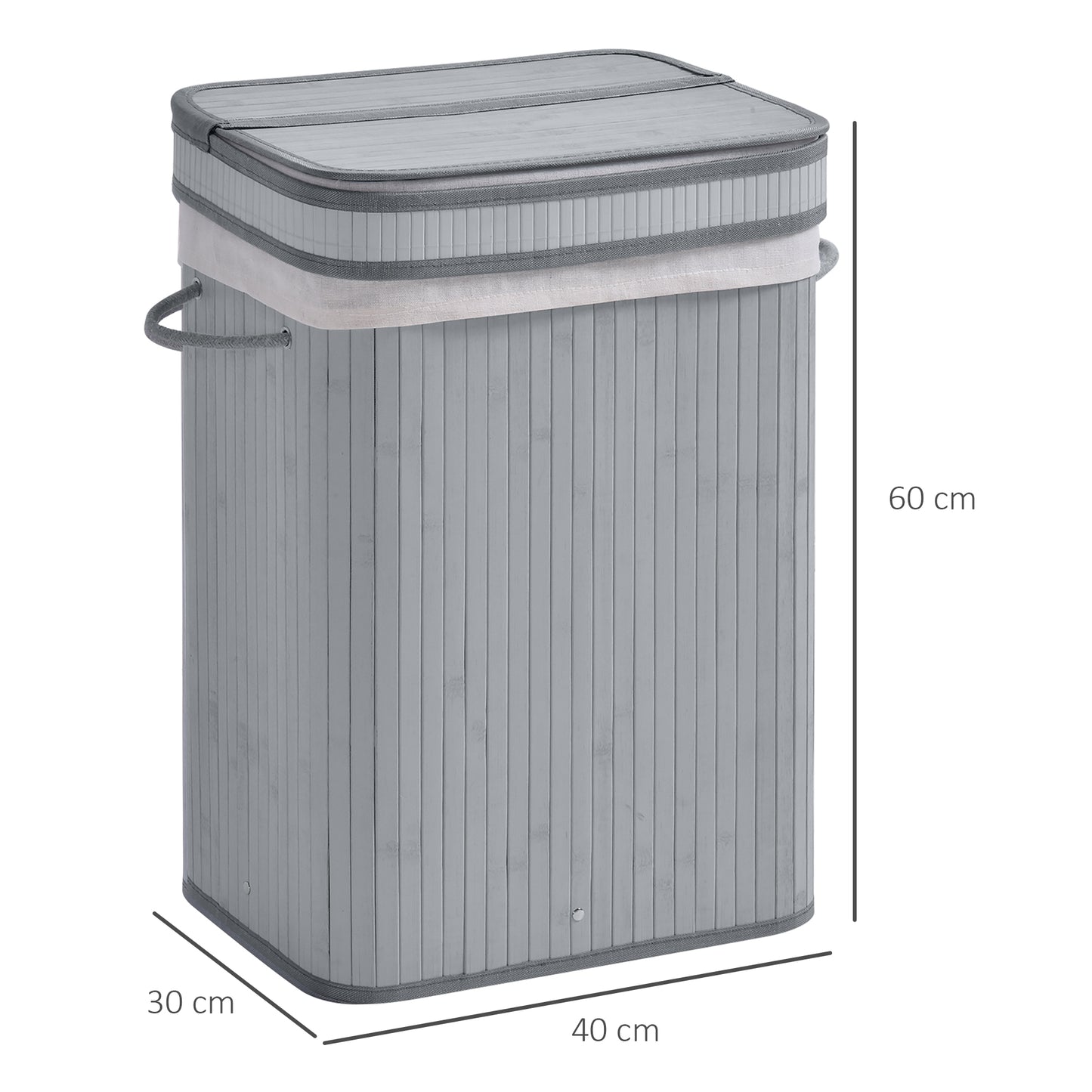 HOMCOM 70L Natural Wood Laundry Basket One Compartment w/Flip Lid Removable Lining Handles Board Base Foldable Water-Resistant Dirty Clothes Storage 