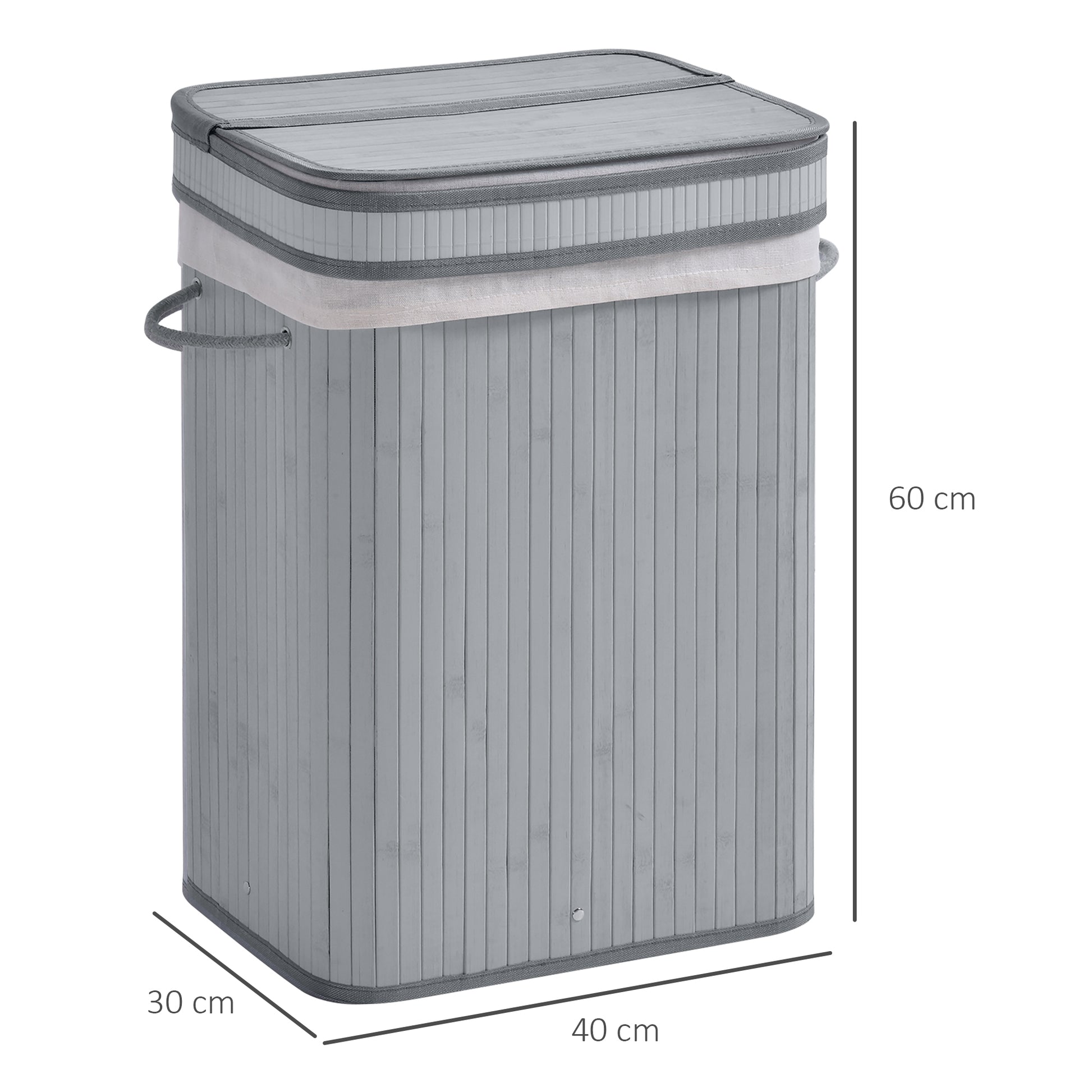 HOMCOM 70L Natural Wood Laundry Basket One Compartment w/Flip Lid Removable Lining Handles Board Base Foldable Water-Resistant Dirty Clothes Storage 