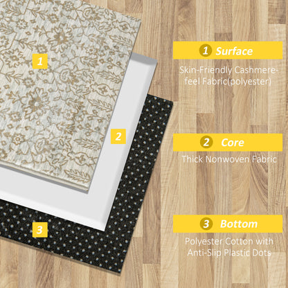 HOMCOM Beige Rug, Floral Pattern Area Rugs, Decorative Carpet for Living Room, Bedroom, Dining Room, 150 x 80cm