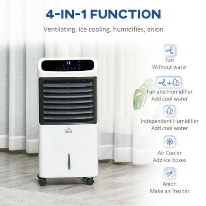 HOMCOM 32" Mobile Air Cooler, Evaporative Anion Ice Cooling Fan Water Conditioner Humidifier Unit w/3 Modes, Remote Controller, Timer for Home Bedroom