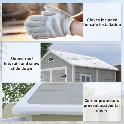 Outsunny 6 x 5ft Garden Shed, Plastic Shed with Floor, Window, Lockable Doors and Vents, Wood Effect Resin Tool Shed for Outdoor Patio, Dark Grey