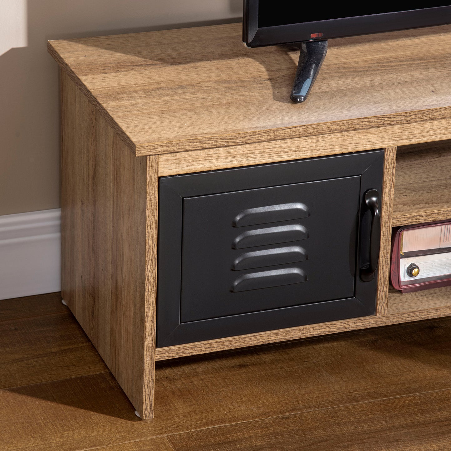 HOMCOM TV Stand Cabinet Unit for TVs up to 42 Inches with 2 Drawers and 2 Storage Compartment Wire Hole Entertainment Console for Living Room Black