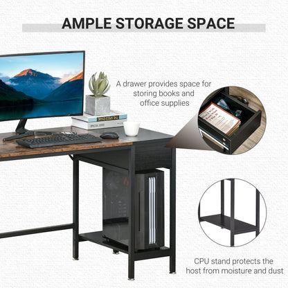 HOMCOM Computer Desk, Home Office Workstation for Study, Writing with CPU Stand and Drawer, Steel Frame, 120x60x75cm