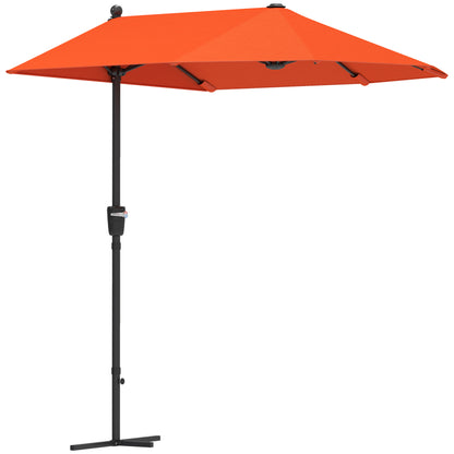 Outsunny 2m Half Parasol Umbrella - Orange