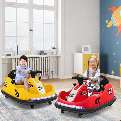 6V Battery Powered Kids Ride On Bumper Car with Dual Joysticks-Yellow