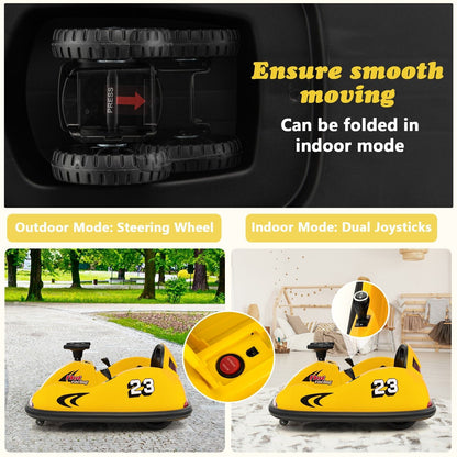 6V Battery Powered Kids Ride On Bumper Car with Dual Joysticks-Yellow