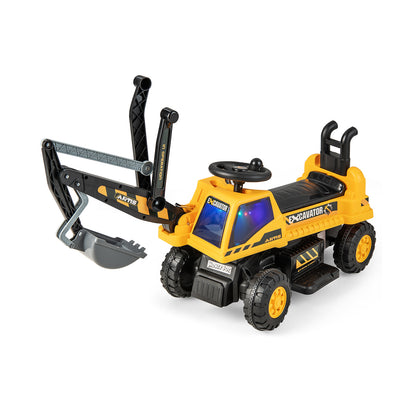 Kids Ride On Excavator with Rotating Seat and Underneath Storage-Yellow