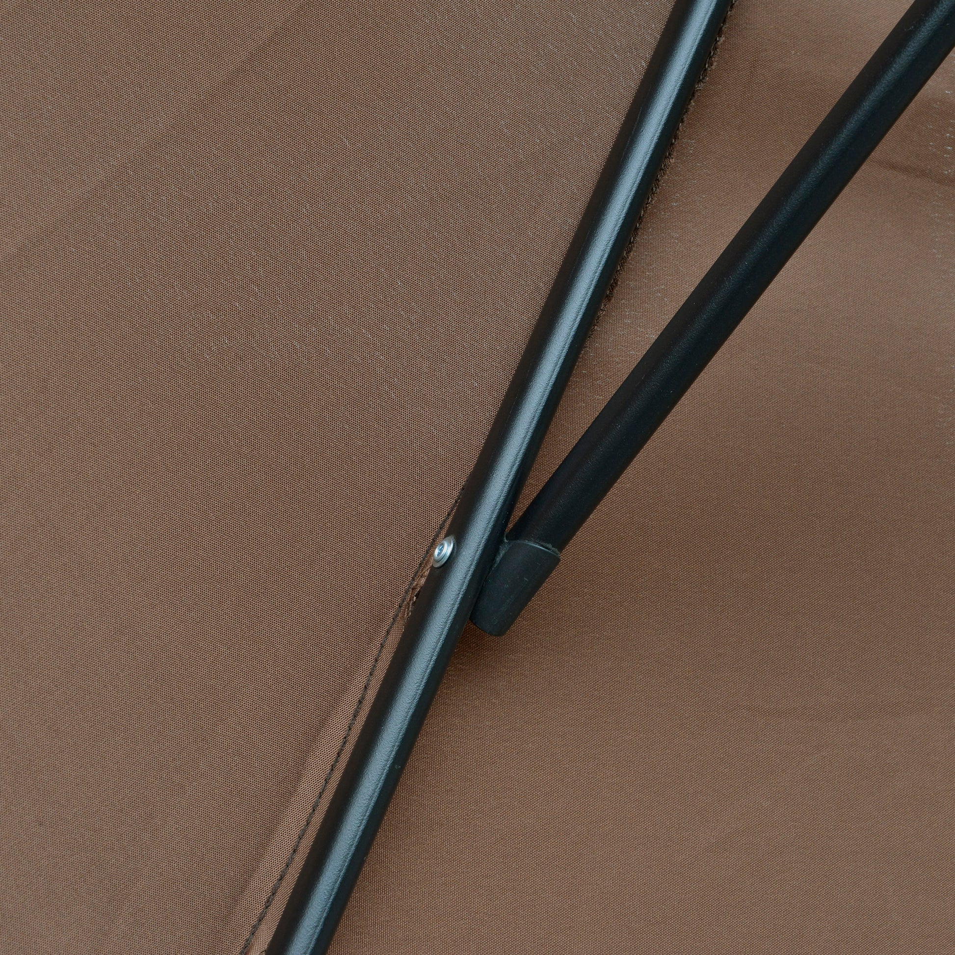 Outsunny 2.45m Overhanging Cantilever Parasol, Heavy Duty Waterproof Garden Umbrella with Cross Base, Brown