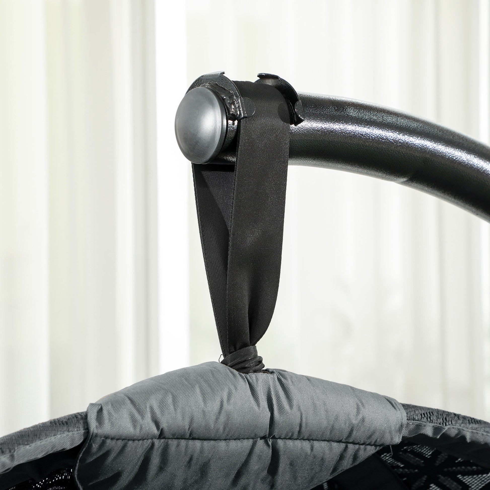 Outsunny Round Egg Basket Chair, with Steel Stand, Charcoal Grey