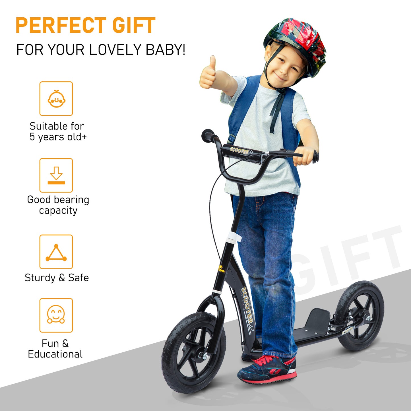 HOMCOM 12" Tyres Scooter-Black