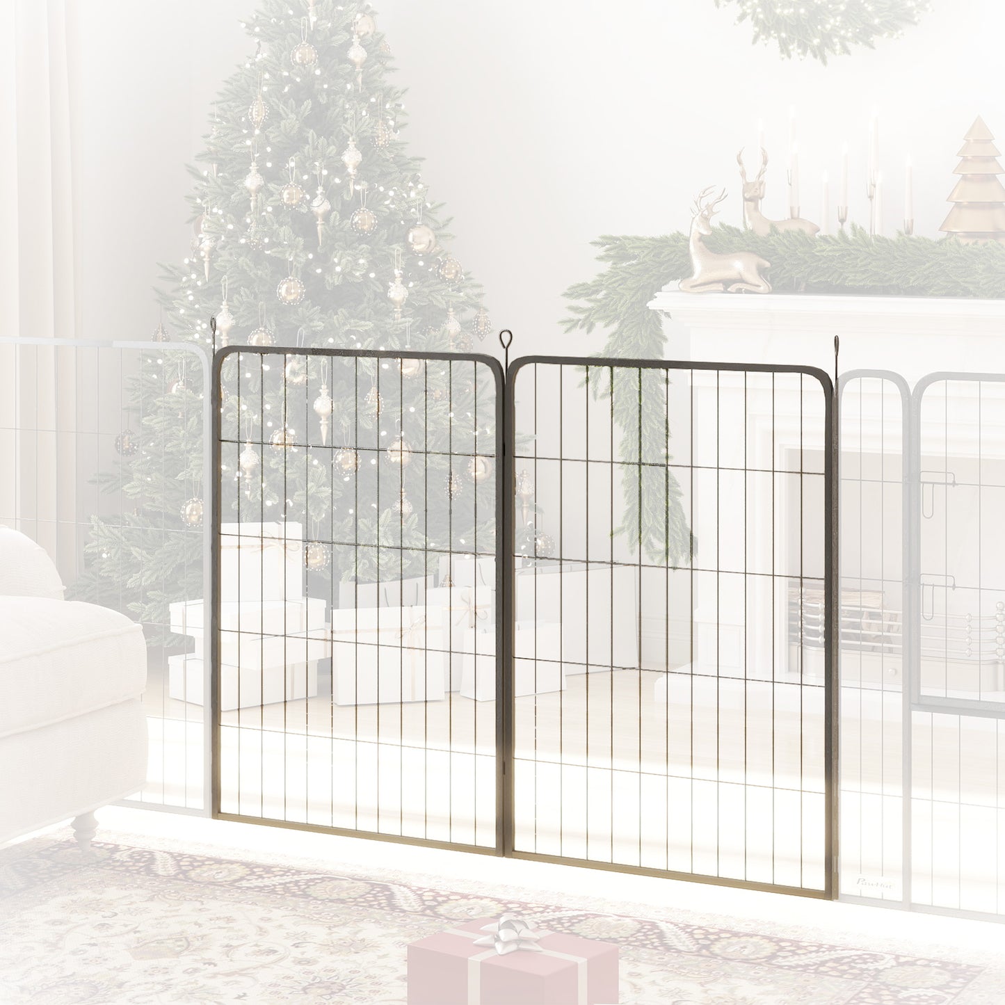 PawHut Two-Piece Dog Pen Expansion Pack for Large Dogs, 100cm Tall Animal Pen with Three Connecting Stakes